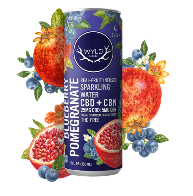 Blueberry Pomegranate 5:1 CBD:CBN Sparkling Beverage 50mg