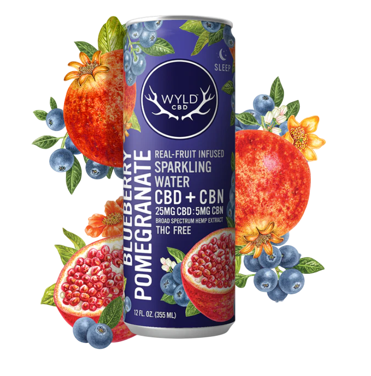 Blueberry Pomegranate 5:1 CBD:CBN Sparkling Beverage 50mg