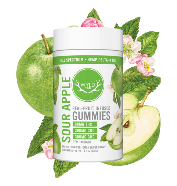 Wyld Sour Apple 5:5:1 CBD:CBG:THC Gummies (10ct)